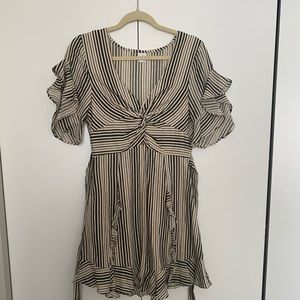 Black and white striped ruffle dress new w/o tags